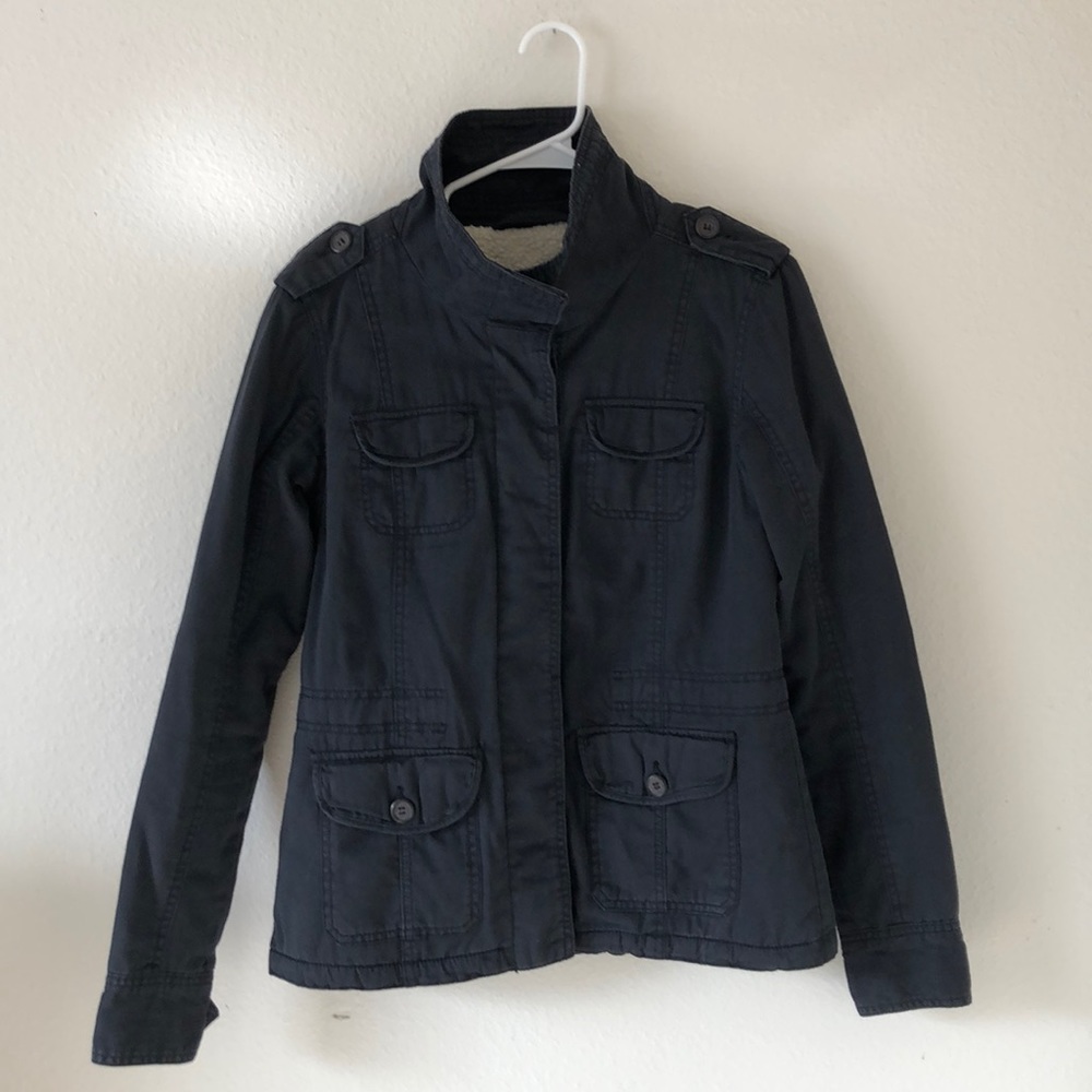 Blue sherpa-lined jacket
